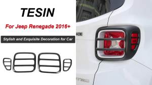 HH8 TESIN Car Tail Light Guard Cover for Jeep Renegade 2016 2017 2018 2019 2020 2021 2022 2023 2024 Lamp Hoods Exterior Accessories Q2H7K