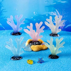CARING PETS Decorative Simulation Coral Reefs Fluorescent Realistic Luminous Coral Model Fish Tanks Ornament Resin Coral Reefs Ornaments Fish Tank