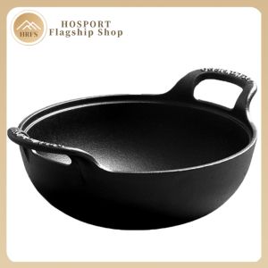 Vintage Style Cast Iron Fry Pan Non Stick Uncoated Flat Bottom Skillet with Lid and Handle for Stylish Kitchen