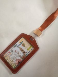(2 Pcs) Card Holder Kulit Pu Tali Kait Bening