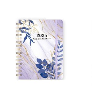 Giorgione school supplies notebook Monthly 2025 English Agenda Book 365-Day Weekly Plan A5 Schedule Planner Portable Practical Flowers Diary Notebook Students