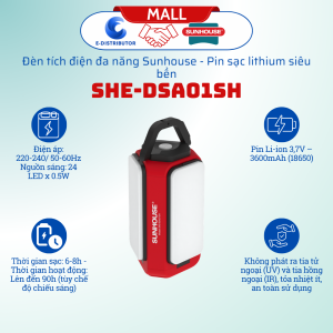 Đèn tích điện đa năng Sunhouse SHE-DSA01SH - Pin sạc Lithium siêu bền Hàng chính hãng