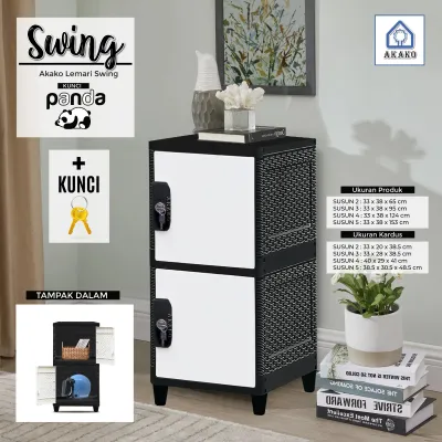 BILPIN - Lemari Baju Plastik AKAKO 1 Pintu Susun 2 3 4 5 SWING Panda