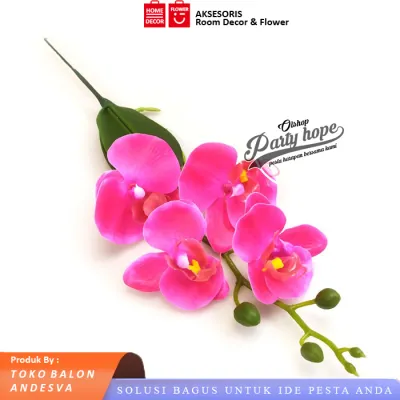 Bunga Anggrek Latex 1 Cabang / Bunga Hias Artificial Anggrek Plastik