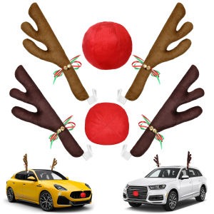 Christmas Car Decoration Soft Plush Reindeer Antlers Holiday Lights Bells for Office Cultural Events Youthful Appeal