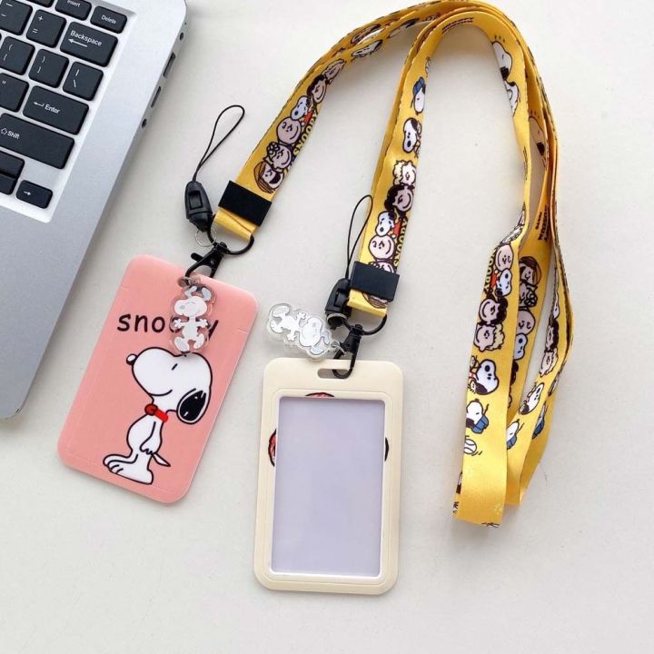 NFYKY Portable Credit ID Card Snoopy Meal Card Lanyard Card Case Snoopy Card Holder Cartoon Card Cover