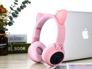 Headphone for Kids boys girl murah unicorn Bluetooth 5.0 Headphones LED light Cat Ears Headset Wireless Earphone HIFI Stereo Bass headphone for Phones with microphone
