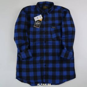 Kemeja flanel pria lengan panjang banyak motip warna terbaru bahan katun woll tidak luntur
