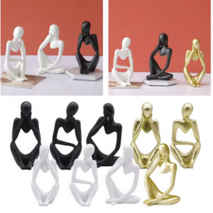 Sand Color The Thinker Abstract Statues Sculptures Yoga Figurine Nordic Modern Abstract Statues Sculpture Resin Artistic Thinker Figure Thinking Man Resin Modern Sculpture Figure Birthday GiftLiving Room Home Decor Decoration Home Desk Ornaments
