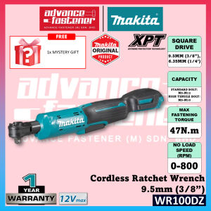 Makita WR100DWA / WR100DZ 12Vmax Cordless Ratchet Wrench 9.5MM (3/8")