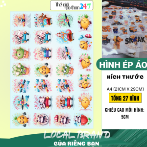 [Sticker ủi nhiệt Premium] - Hình ảnh dễ thương cho trẻ em D4 khổ A4
