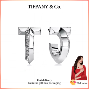 (New) Womens Fashion Earrings s925 sterling silver T Series Round Diamond Earrings Valentines Day holiday gifts