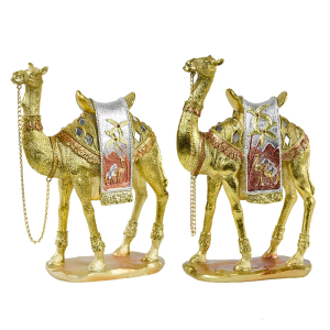 Decorative Middle Eastern Camels Figurine Luxury Gold Desert Animal Resins Statue for Bookshelves and Tabletop Accent