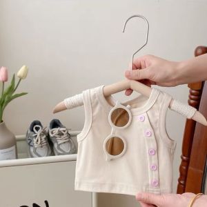 Sunday Kids summer girls outfit elastic vest top with pink fashionable overall pants two-piece set girls terno for kids