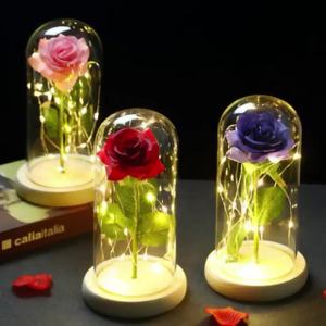 Artificial Flowers rose eternal rose lamp ins style The Beast In Glass Cover Beauty And The Beast