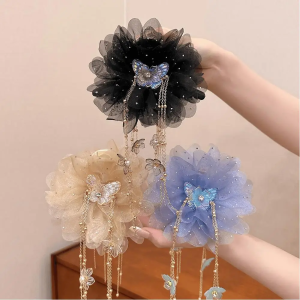 New Tassel Mesh Flower Hair Claw Shark Hair Clip Hairpin Headwear Women Hair Styling Tools