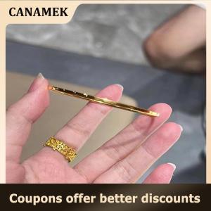 【 CANAMEK 】 Titanium Steel Simple Plain Circle Thin Bangle For Women Vintage Bracelet Jewelry Pary Gift