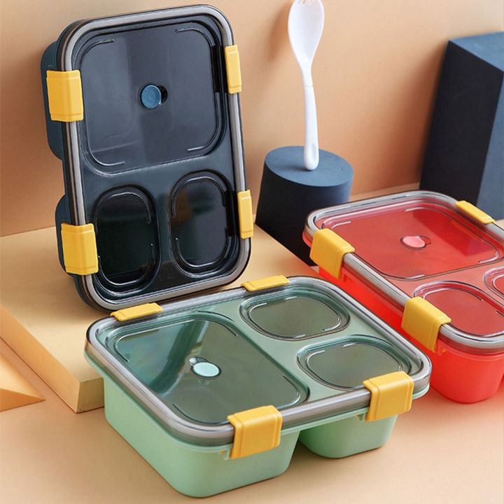 J2UQR3 3 Grids Lunch Box 4 Grids With Soup Cup Dividing Serving Plate ...