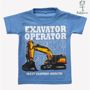 Kaos Anak Laki Laki Motif Alat Berat Excavator Bahan Katun Anak Dan Balita Usia 1 2 3 4 5 6 Tahun