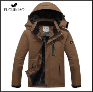 Fuguiniao Áo gió nam chống nước áo khoác du lịch dày ấm áp mùa đông leo núi ngoài trời đi bộ đường dài áo khoác có mũ