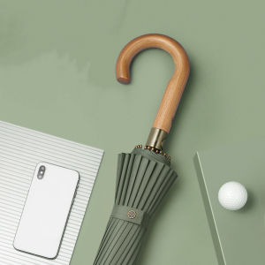 24กระดูกร่มกอล์ฟไม้โค้งจับยาวจับร่มขนาดใหญ่ขนาดใหญ่ Windproof คู่พายุฝนธุรกิจร่ม