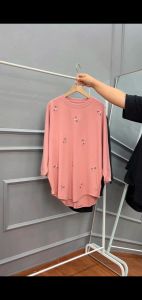 baju blouse wanita bahan kaos / toenisha blouse lengan panjang bahan adem / baju kaos motif bunga kecil / atasan wanita bahan kaos nyaman / bahan kaos cordoray / baju toenisha simply clothes
