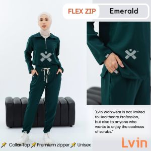 [ Lvin ]  FLEX FIT ZIPPER - Baju OKA Lengan Panjang  / Baju Jaga / Set Baju Celana Jaga Oka / Dokter Lengan Panjang / Baju OK / Baju Scrub / Doctors Scrub