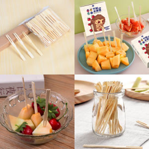 300pcs Bamboo Mini Fork 9cm (Siomai Takoyaki Cocktail Fruitpick Pica-pica Fishball) Fork