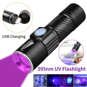 395nm UV Flashlight Rechargeable Ultraviolet Flashlight Zoomable torch light powerful rechargeable UV light lamp Blacklight 3 Mode Ultraviolet Flashlight Pet Dog Cat Urine Detection Light Detector Lamp UV lamp for money