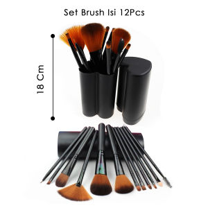 Kosmetik wanita kuas set brush make up tabung isi 12 tube brushset makeup