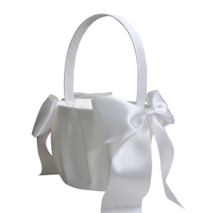 Stylish Wedding Ceremony Flower Girl Basket With Large Bowknot Satined Flower Basket for Wedding Ceremony Decoration