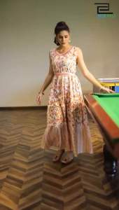 Party Wear Sleeveless Long Frill Gown with Fancy Belt comes with multiple colours looks elegant