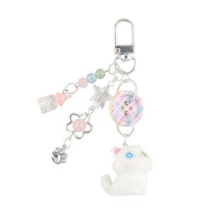 Adorable Cat Cartoon Phone Charm Keychain Plaids Button Phone Pendant Suitable for Students and Youthful Women Present