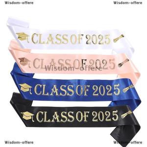 [COD] Wisdom-offere Graduation Decoration Class Of 2025 Satin Sash Glitter Black Blue Congratulation Graduation Party Decoration Supplies