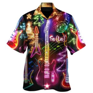 สไตล์กีตาร์เสื้อเสื้อลำลองผู้ชายแฟชั่นStreetwearขนาดใหญ่เสื้อแขนสั้นรีสอร์ทผู้ชายเสื้อ