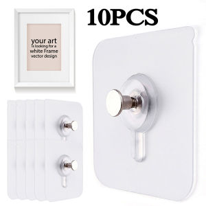 10Pcs Seamless Wall Hook Adhesive Sticky Hanger for Picture Photo Frame Clock Hanging No Drill Hole Nail Mounting Rack Screw Stickers