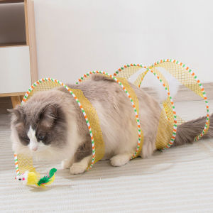 🐱พร้อมส่ง🐱 Happy Purr ของเล่นแมว ของเล่นอุโมงค์แมว มีกระดิ่ง มีขนไก่ มีตุ๊กตาหนู