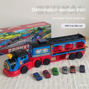 Tôi Biết chuyển đổi Tàu phóng với chức năng dòng xe Track Racing & quán tính kép-Xe tải chở hàng lưu trữ hợp kim 2 trong 1 cho bé trai (từ 3 tuổi trở lên)