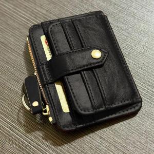 Ví Thẻ phi giới tính PU với 8 khe cắm ví đựng tiền xu zip và nút đóng