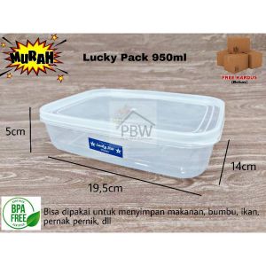 Toples Kotak Bening 950ml / Toples Plastik / Lucky Pack
