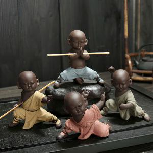 Tượng Gốm Tử Sa cao cấp 4 chú tiểu tập võ hàng nhập khẩu làng Gốm tỉnh Phúc Kiến - Trung Quốc