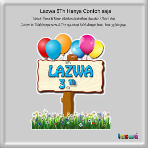 Custom nama & Tahun Cake Topper hiasan kue ulang tahun