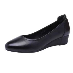 Womens Solid Color Elegant Loafers Platform Slip On Soft Sole Bowknot Chunky Heels