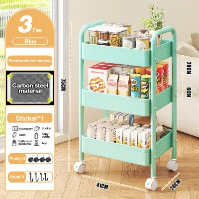 Multifunction Storage Trolley Rack | Space Savers | Carbon Steel Honeycomb Basket Trolley Rack | Office Shelves | Home Kitchen | Rack Rak Troli