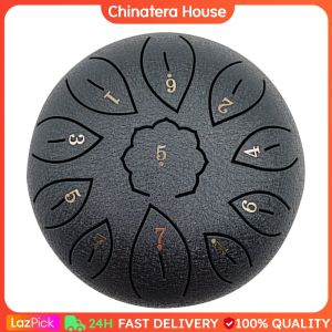 6 inch Steel Tongue Drum 11 Tune Musical Instrument Hand Pan Tank Drum with Bag Lightweight Portable Music Elements