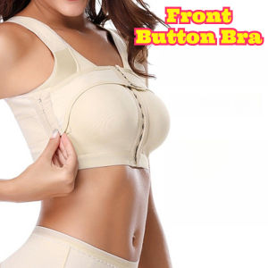 Women Light Cup Front Closure Shaping Bra Wireless Side Support Stretch Push Up Adjustable Double Layer Beauty Back Underwear