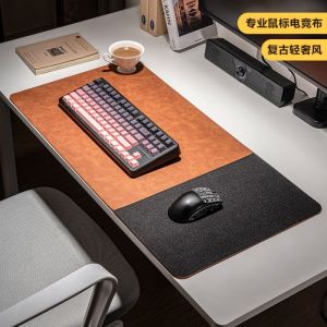 GOLDMINES Portable Retro Mousepad Large PVC Leather Computer Keyboard Desk Pad Durable Double-sided Esports Table Mat