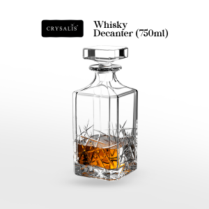 CRYSALIS ROYALTY Glass Decanter Crystal Clear Glass Wine Whisky Storage Pourer Glass Bottle Wine Dispenser 750ml