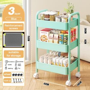 Kuga Trolley Storage Rack  Carbon Steel Trolley MultiFunction Rolling Trolley Snack Organizer  Kitchen and Bathroom Storage Trolley