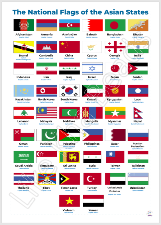 Laminated Big chart Asian Flags Educational Chart for kids, Laminated ...